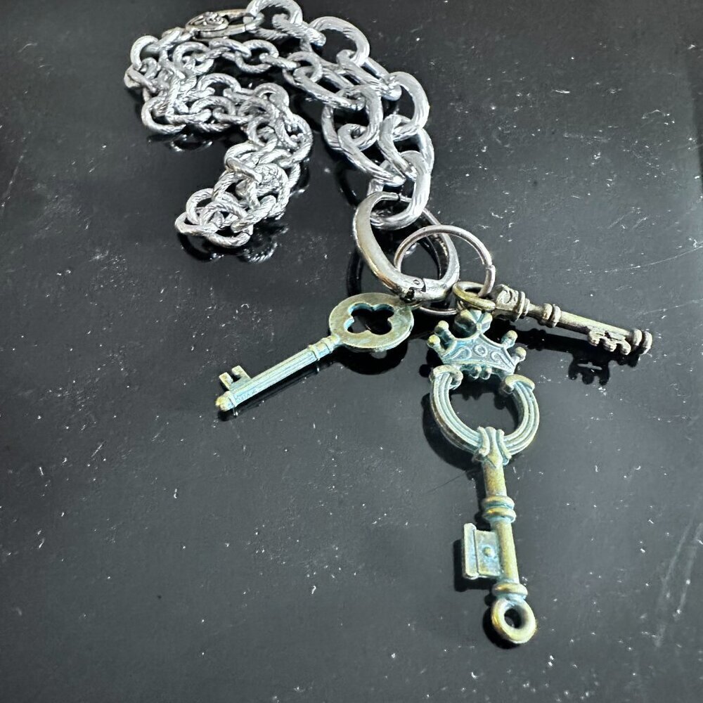 Key FOB Keys Lock Handmade Silver Necklace Choker Punk Rocker Gift NWT Steampunk